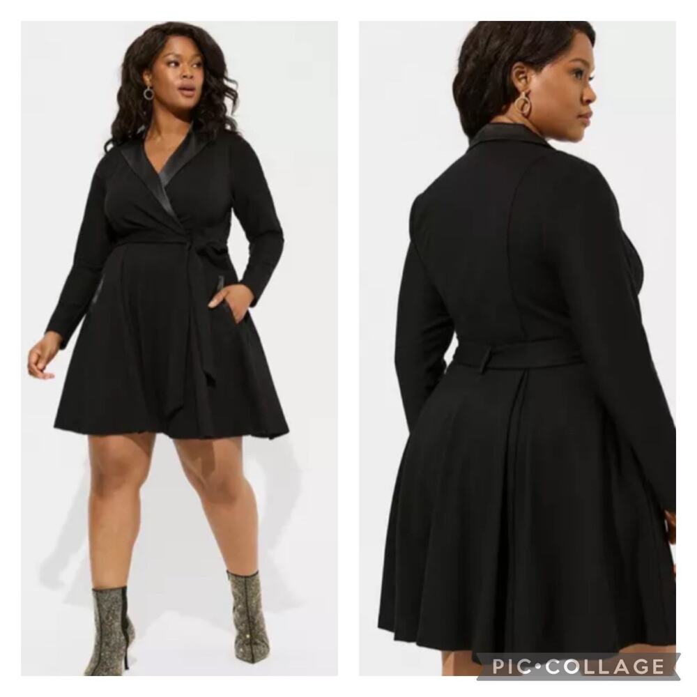 Torrid Mini Tuxedo Dress Satin Color Wrap Top Plus Size 22